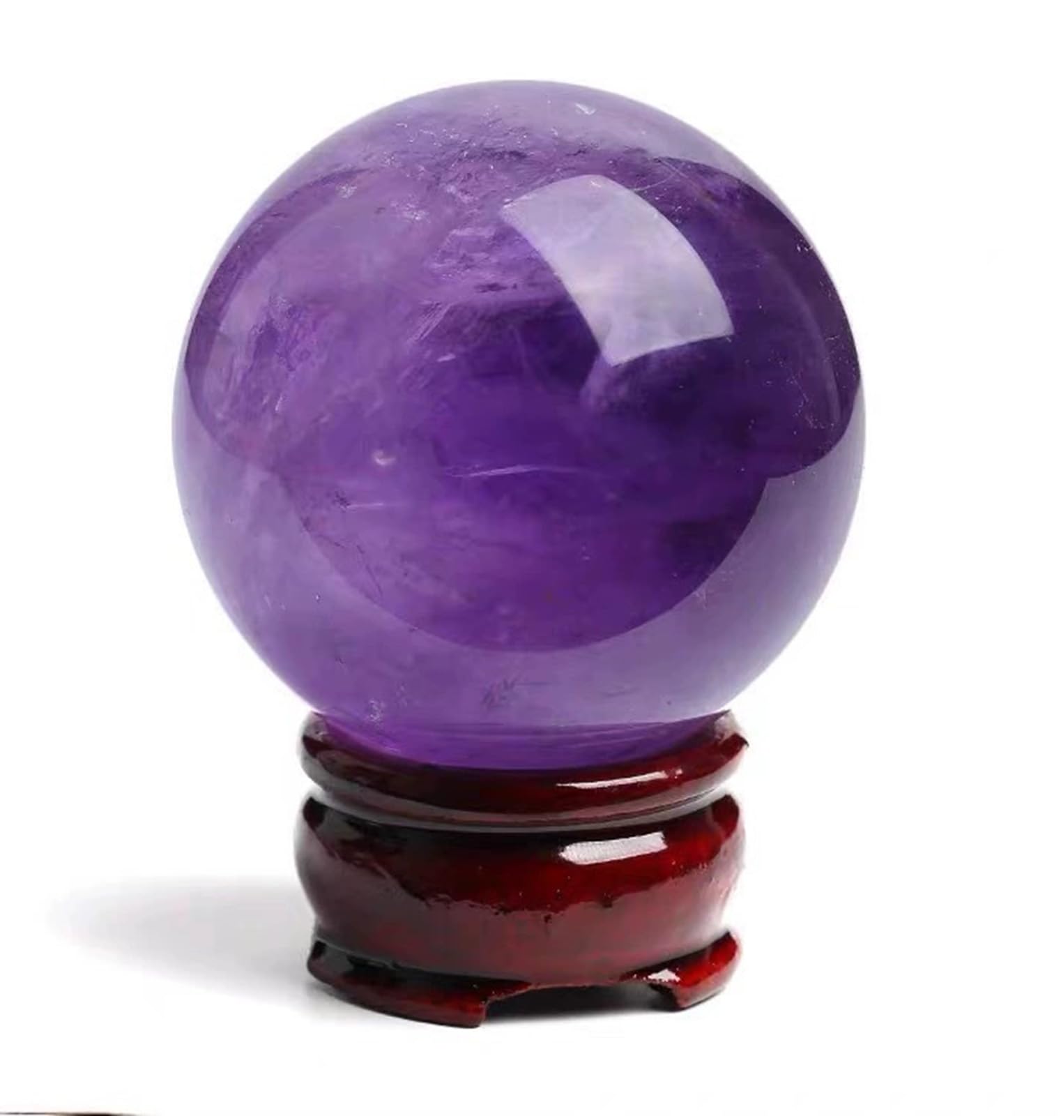 CYVXCPPGI Purple Crystals Sphere Amethyst Crystal Ball with Stand, Polished Quartz Crystal Stone Sphere Ornament for Home Office Decor Crystal Gift,9cm/3.54in