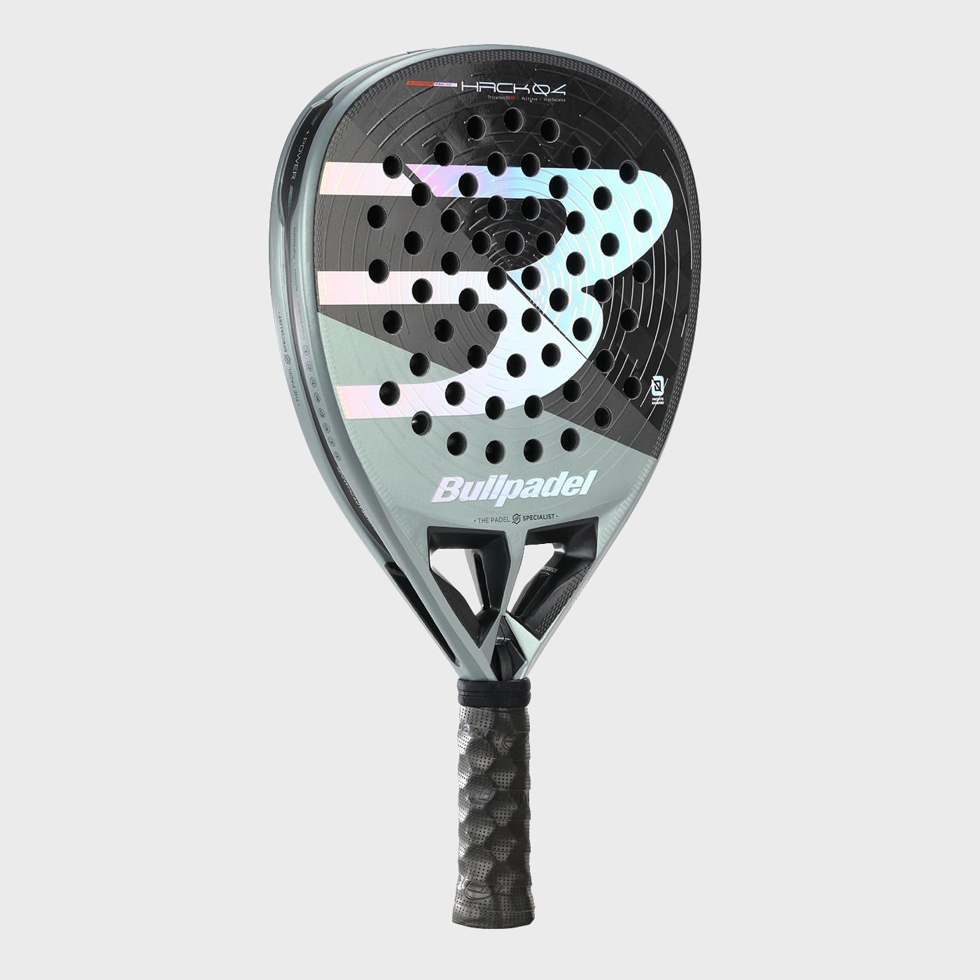 BULLPADEL Padel Racket HACK 04 2026 | Dynamic Power Pala Padel with Channel Aerodynamics | TriCarbon 18K Face, Multieva Core, Tricore Stability | Air React Channel Agility, Ease Vibe, Custom Weight