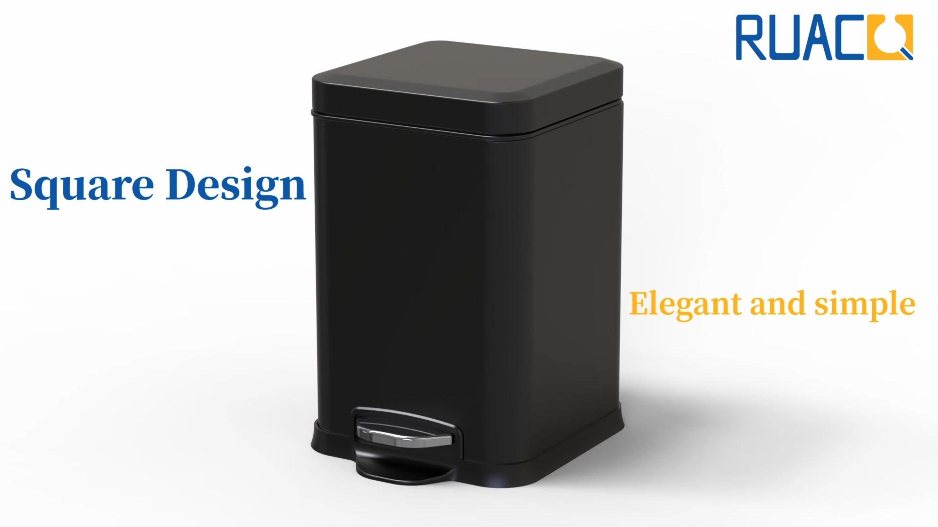 Image of Ruacq Small Bathroom Trash Can with Lid Soft Close,Step Pedal, 1.6 Gallon /6 Liter Bathroom Garbage can with Removable Inner Bucket,Stainless Steel Trash Bin,Anti-Fingerprint Finish (Matt Black)