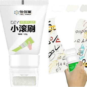 Shop Sides Wall Repair Paste Roller, Wall Paint Repair Wall Paste, Eco-Friendly Graffiti Paint, for DIY Repair Renovation Removel Wall Advertisements Dirty Shoe Prints (White)