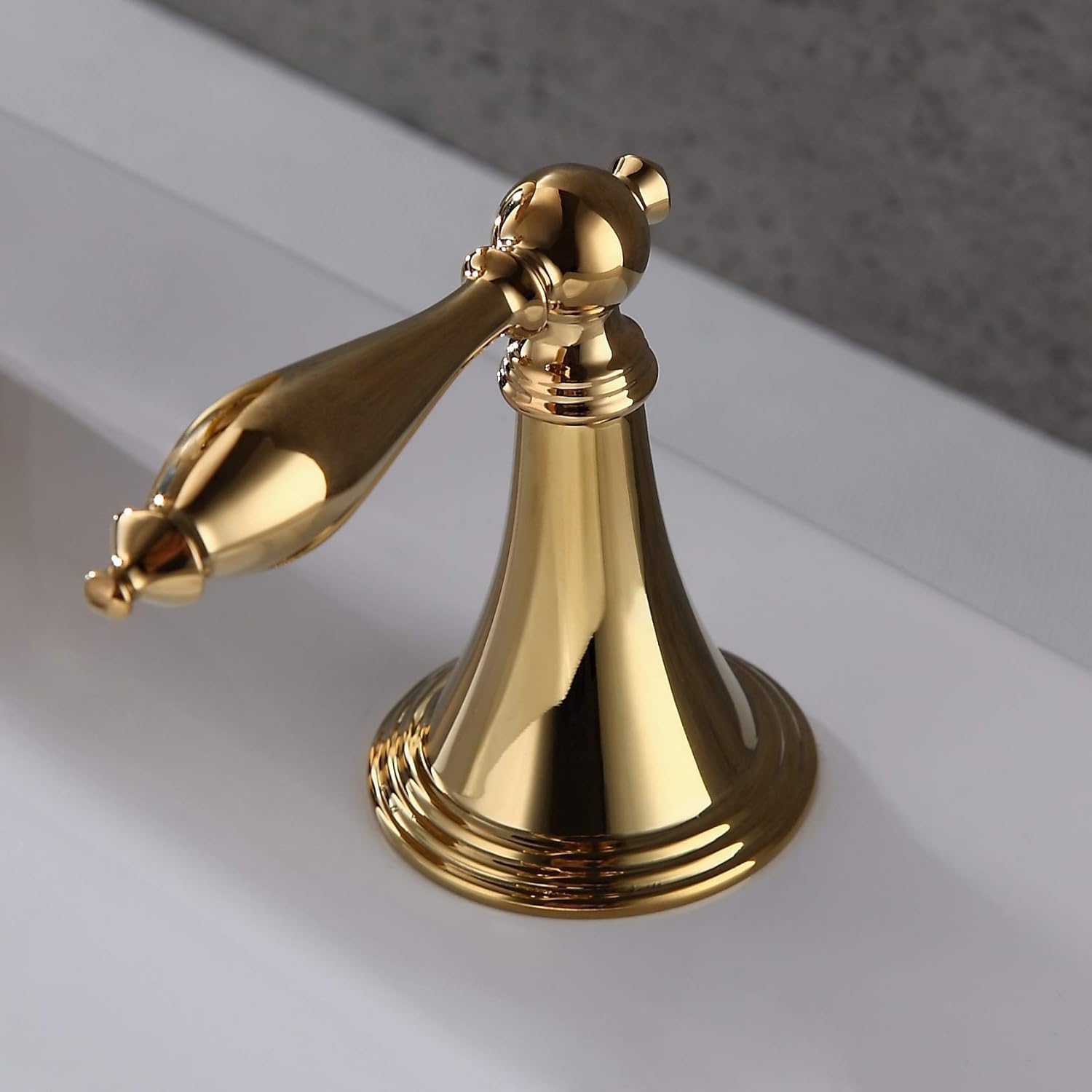 Black Friday - 50% OFF Weibath Waterfall Widespread Bathroom Sink Faucet 3 Hole Double Lever Handle Lavatory Faucet in Gold Solid Brass