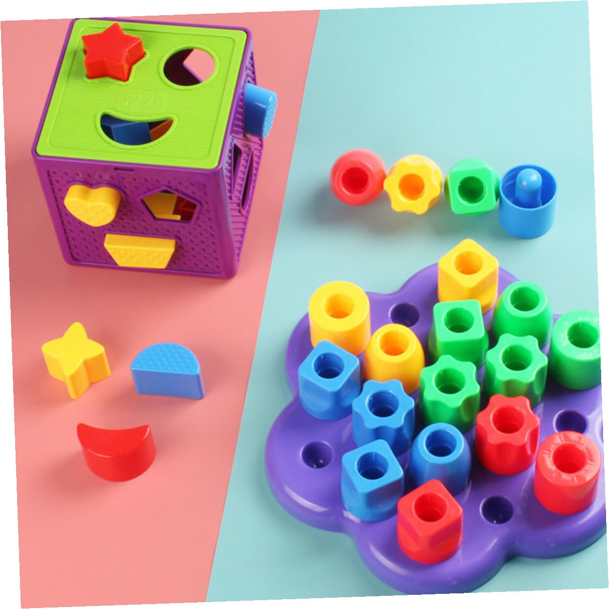 Didiseaon Juguete de Reconocimiento Bloques Apilables de Plástico para Aprendizaje Temprano y Ejercicio Cerebral, Adecuado para Bebés y Niños Pequeños