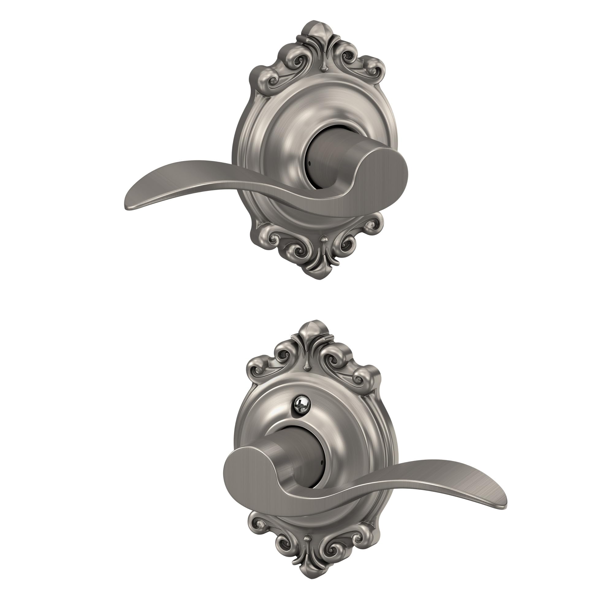 SCHLAGE Trim with SCHLAGE Hall and Closet Lever, Satin Nickel (F10 ACC 619 BRK)