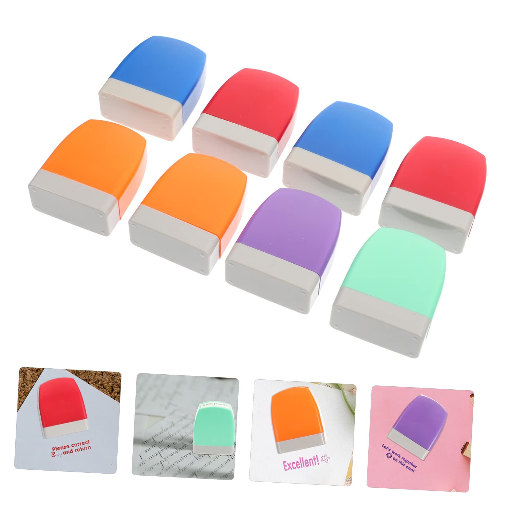 Artibetter Set 8 Pezzi Festa Scuola Decor Timbri Portatili per Insegnanti in Abs per Valutazione Compiti e Motivazione Ragazzo Ragazza