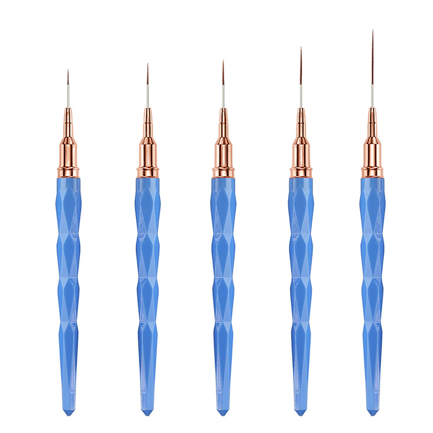 Pennelli per Nail Art, 5 Pezzi Pennelli Liner di Precisione, Pennelli per Unghie per Disegnare Linee Fini Attrezzo per gel UV Disegno Fodera Unghie Strumenti Manicure,Blu