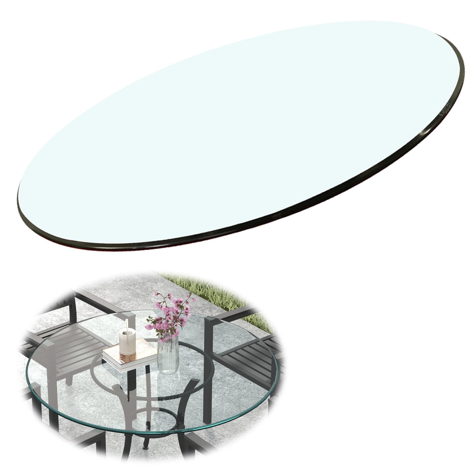 Amazon｜ガラスダイニング丸型 強化円形ガラス ラウンドガラステーブル