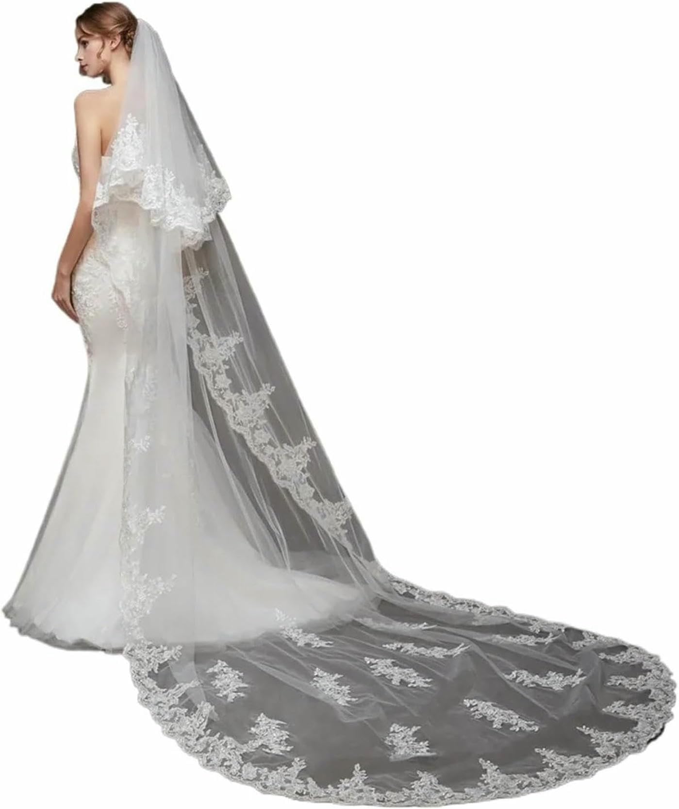 Velo de boda de 300 cm catedral con peine de 2 capas para novia