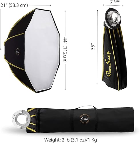 Miniatura 8 de Glow ParaSnap Octa SterlingFibre Bowens - Softbox de 44 pulgadas con Flashpoint XPLOR 300400 Mount Speedring, softbox parabólico con intercambio