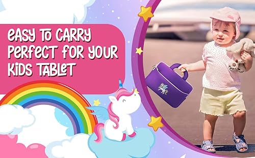 Kids Tablet Carrying Case, 7-10.5 Inch Universal Neoprene Zipper Sleeve Tablet Bag Compatible With All Fire Kids, Kids Galaxy And Apple Ipad Kids Tablets.(Purple Unicorn) #TOP7