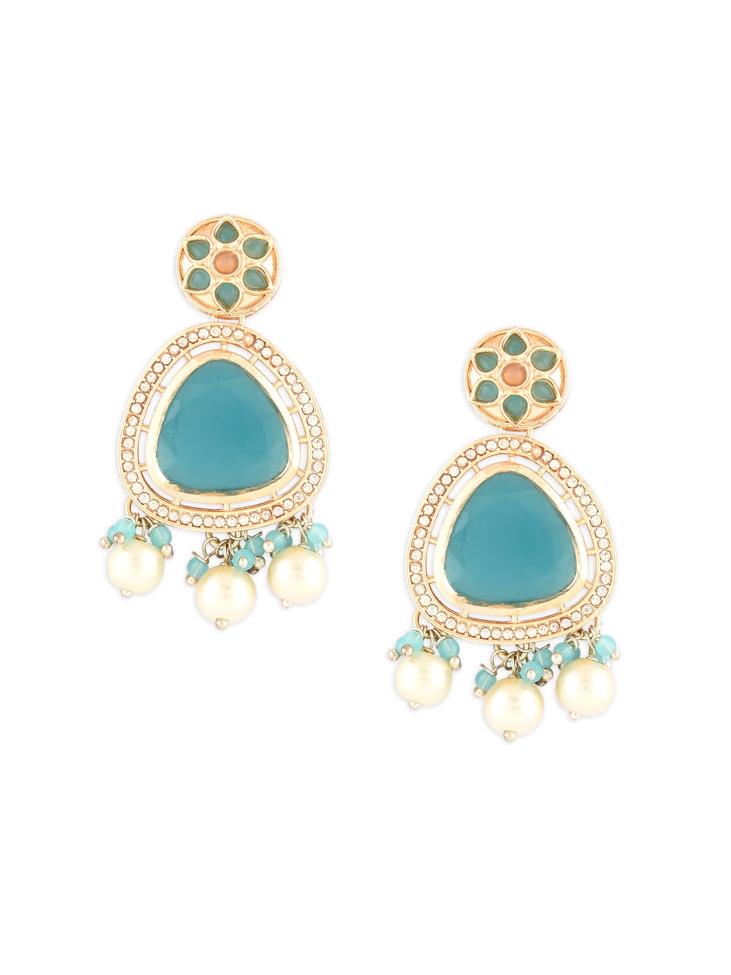 Zaveri Pearls Turquoise Blue Stones & Beads Dazzling Austrian Diamond Dangle Earring For Women -ZPFK16187 (B0C9QBNC3Z) Amazon Price History, Amazon Price Tracker