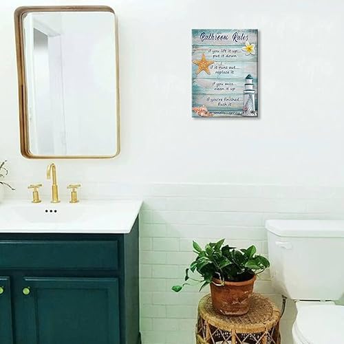 Miniatura 5 de Decoración de baño de playa, conchas marinas, faro, decoración de baño, impresiones en lienzo, divertido letrero de baño, decoración de pared