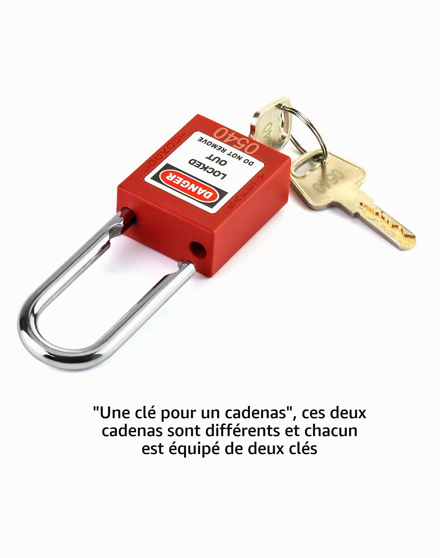 QWORK® Cadenas de sécurité, Lot de 5 cadenas avec 10 clés, Système de verrouillage industriel, Rouge