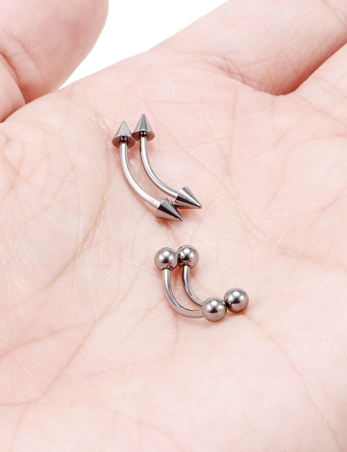 Jenxnjsjo 20/18/16g F136 Titanium Eyebrow Piercing Jewelry Rook Earring Vertical Labret Jewelry 6/8/10/12mm Curved Barbell for Women Men
