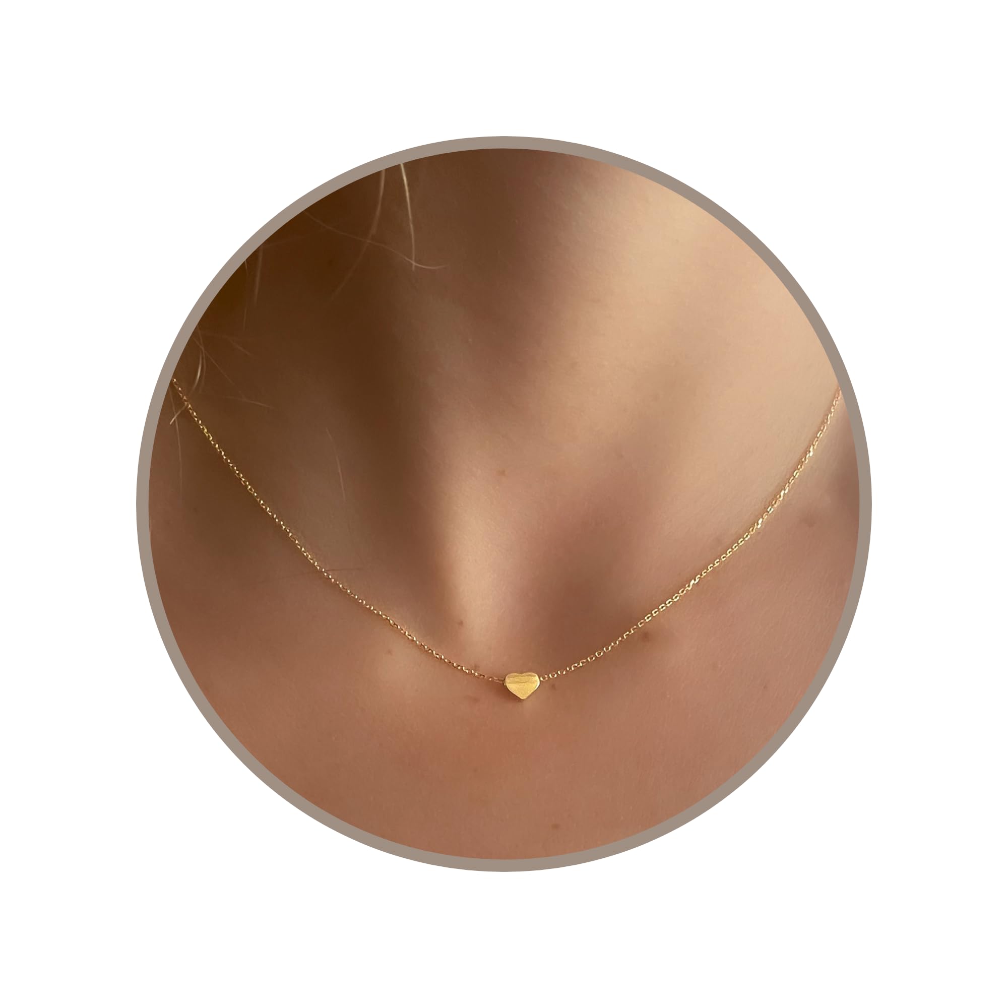 Heart Necklace, 15-17 Inches Chain in Silver/Gold, Dainty Bead Charm Necklaces, Heart Jewelry for Women, Valentines Day Gift