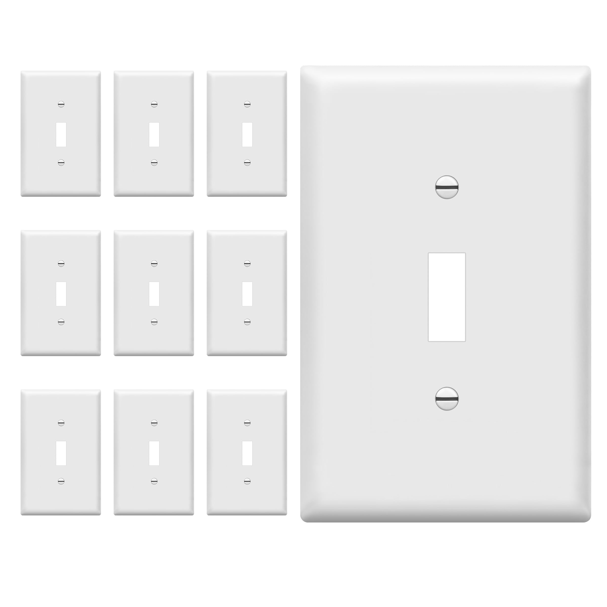 Enerlites 8811M-W-10PCS 1-Gang Toggle Switch Wall Plate, Medium Size, Unbreakable Polycarbonate, White (Pack of 10)