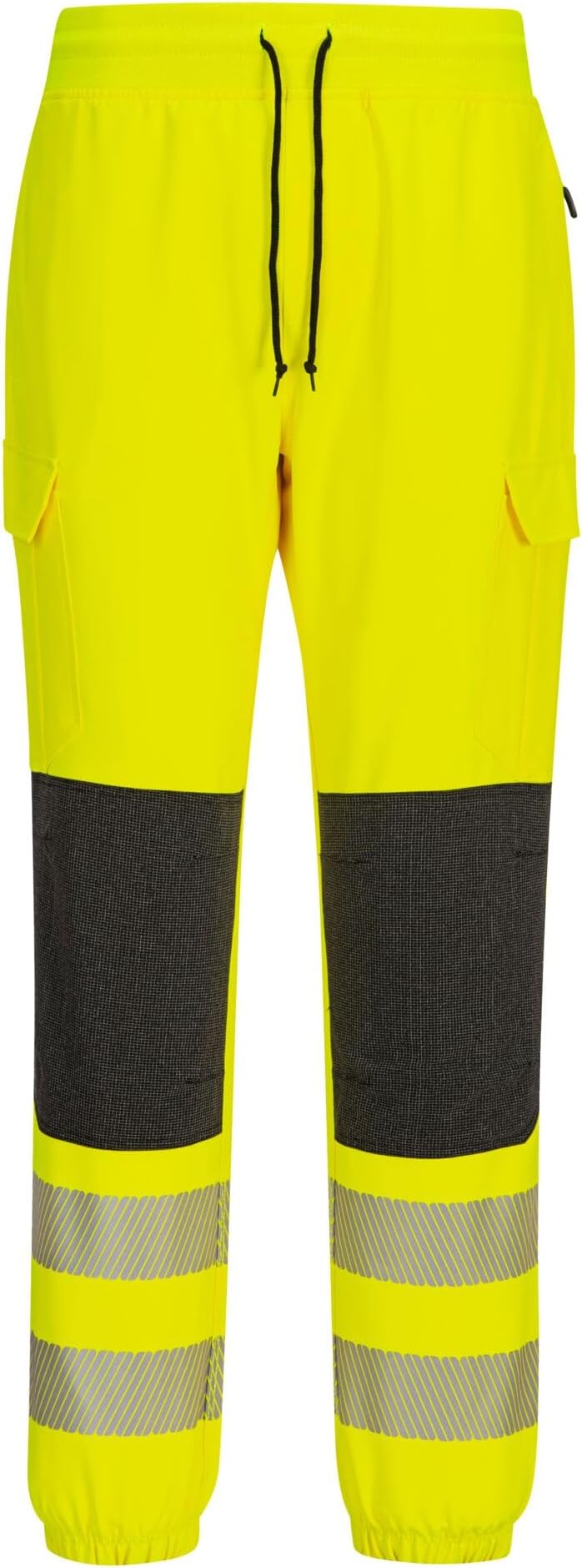 KX346 PW3 Hi Vis Flexi Joggers Work Trousers with Four Way Stretch, Reinforced Knees, Slim Fit, Cargo and Zip Pockets, Heat Applied Reflective Tape and RIS Rail Standard Compliance