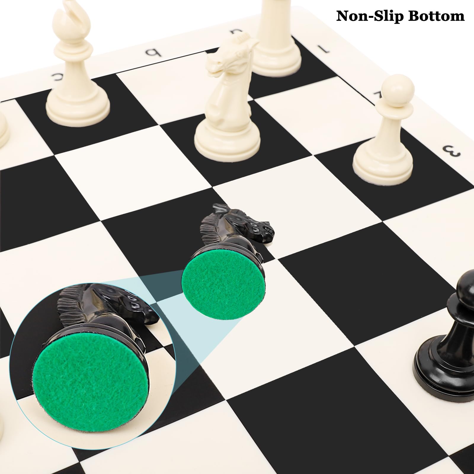 Chess Set - Tournament 50.5cm Silicone Chess Board, 8.9cm King Height Quadruple Weighted Staunton Chess Pieces with 2 Extra Queens, Professional Portable Chess Set with Storage Bag