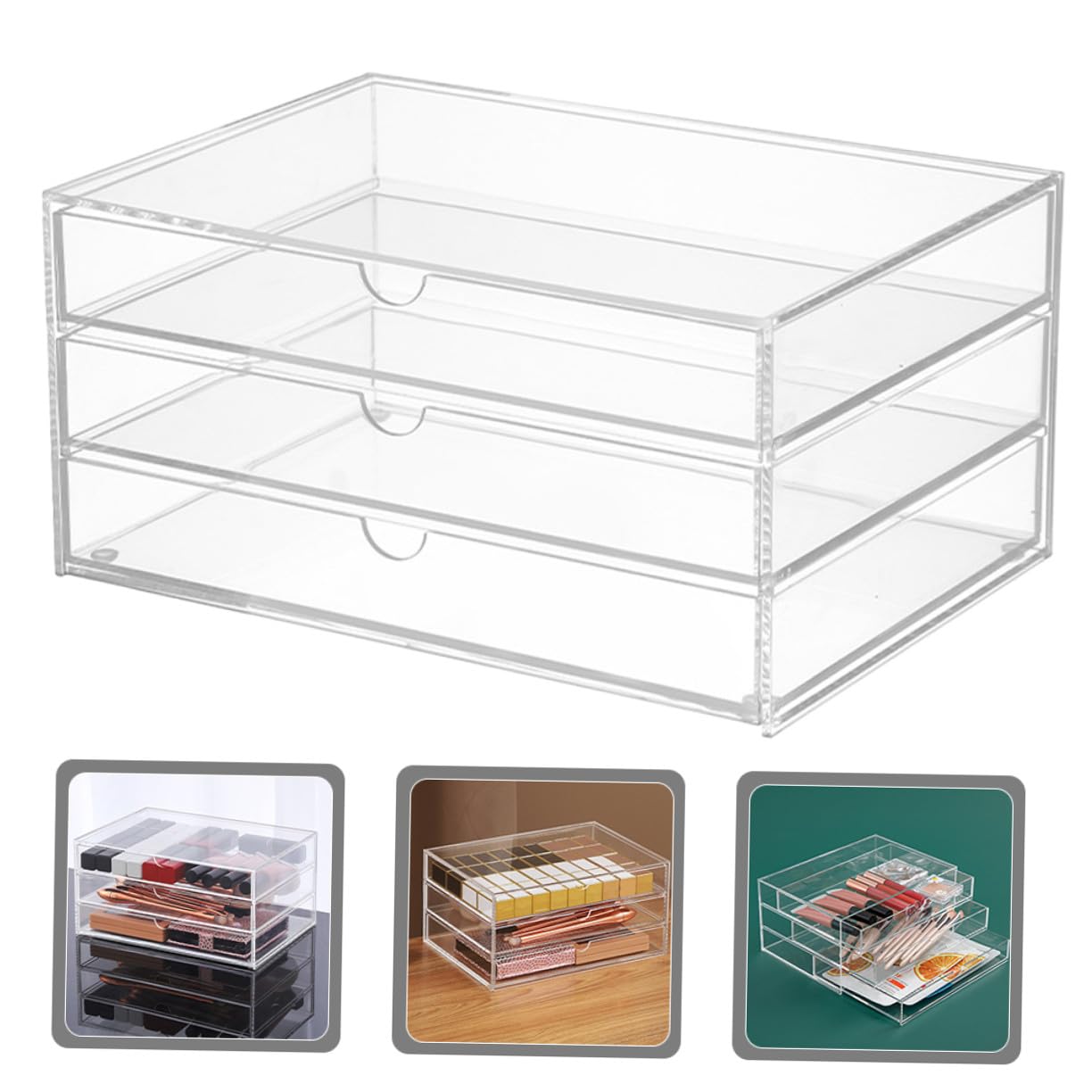 Organizer da Scrivania con Trasparente in Acrilico Spesso Contenitore Multi Cosmetici Gioielli e Accessori Scatola Portaoggetti per Trucco e Piccoli Oggetti