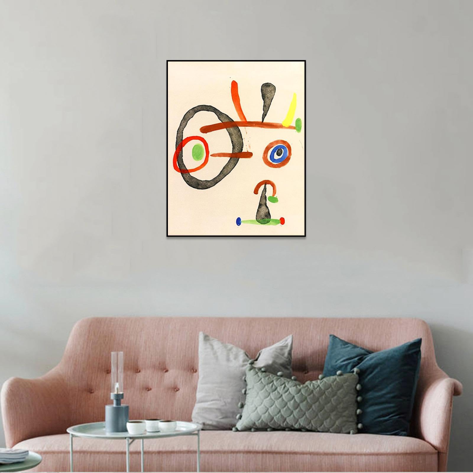 Phyrek123 Joan Miro oprawione wydruki bez tytułu obraz na płótnie Joan Miro plakat słynna sztuka abstrakcyjna reprodukcje nowoczesnej sztuki ściennej do salonu 20 x 26 cm czarna oprawiona