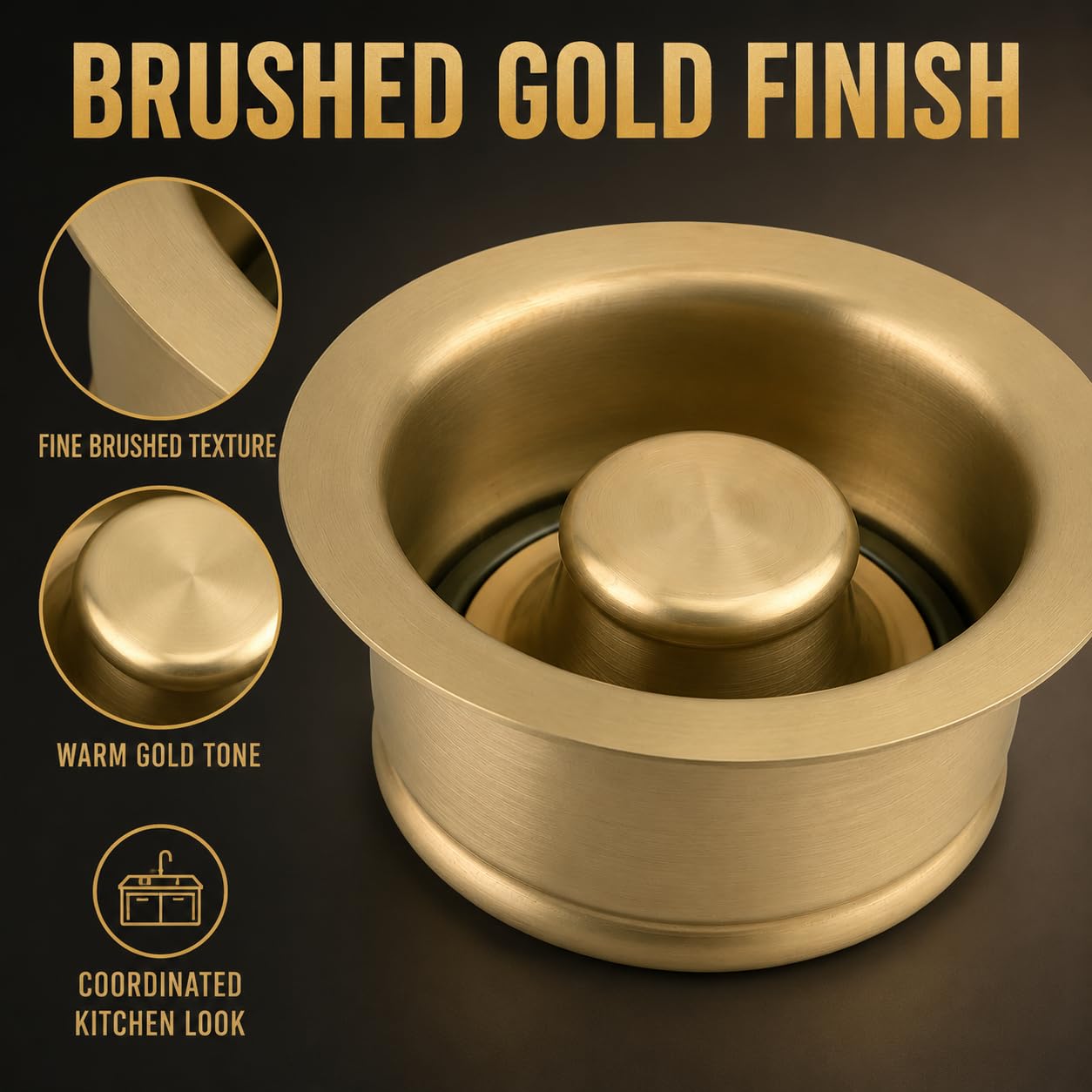 Abflussflansch für Teka TR 50.1, Stopfen-Set in gebürstetem Gold