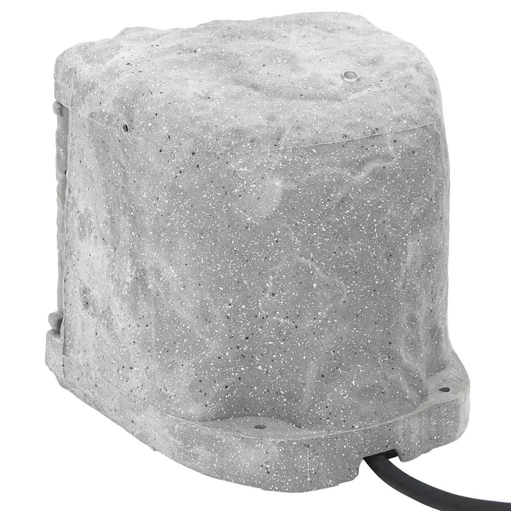 Enchufe exterior con estaca y sensor de luz de 4 vías, aspecto de piedra, plástico IP44, resistente a la intemperie, cable de 1,5 m, enchufe para jardín con Schuko, enchufe múltiple para uso