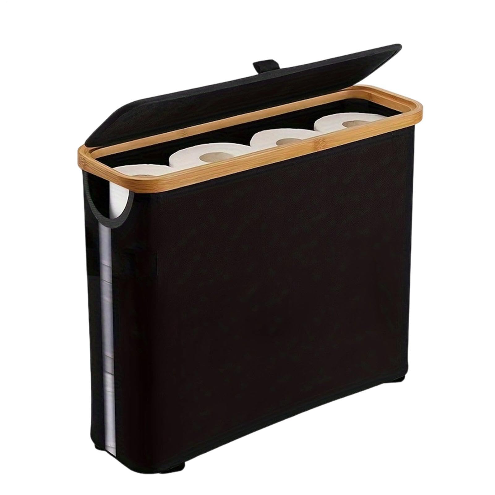 Panier à papier toilette pliable 45x15 cm porte-papier sur pied noir