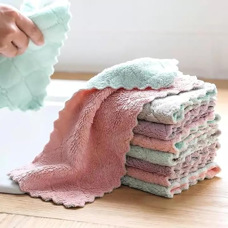 Image of 8 Pack Kitchen Cloth Dish Towels, Microfiber Cleaning Cloth Double-Sided Dish Drying Towel Reusable for House Furniture Table Kitchen Dish Window Glasses10X10 inch Dish Cloth for Cleaning (8)