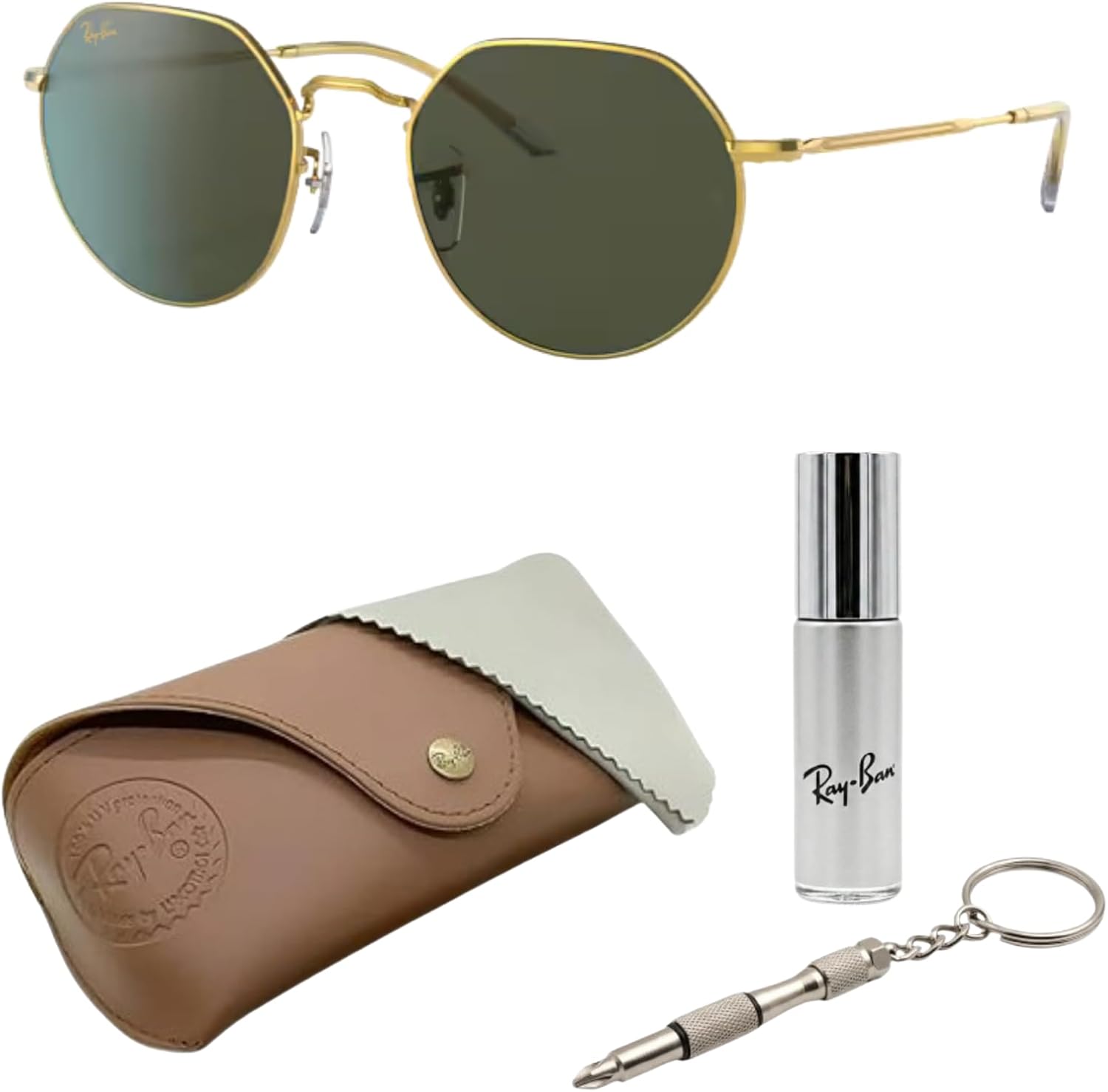 Ray-Ban RB3565 JACK Square-Round Shaped Sunglasses for Men & Women with Official RAYBAN Eyewear Kit