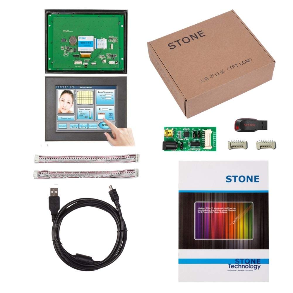 8 Inch HMI Smart TFT LCD Display Module with Controller + Program + Touch + UART Serial Interface with Plastic Frame