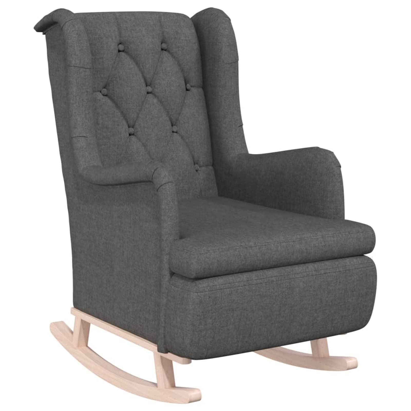 Homgoday Sillón con Patas mecedoras Madera de Caucho Tela Gris Oscuro Sillon Relax sillones para el salón Sillon Lactancia butaca reclinable Silla Lectura