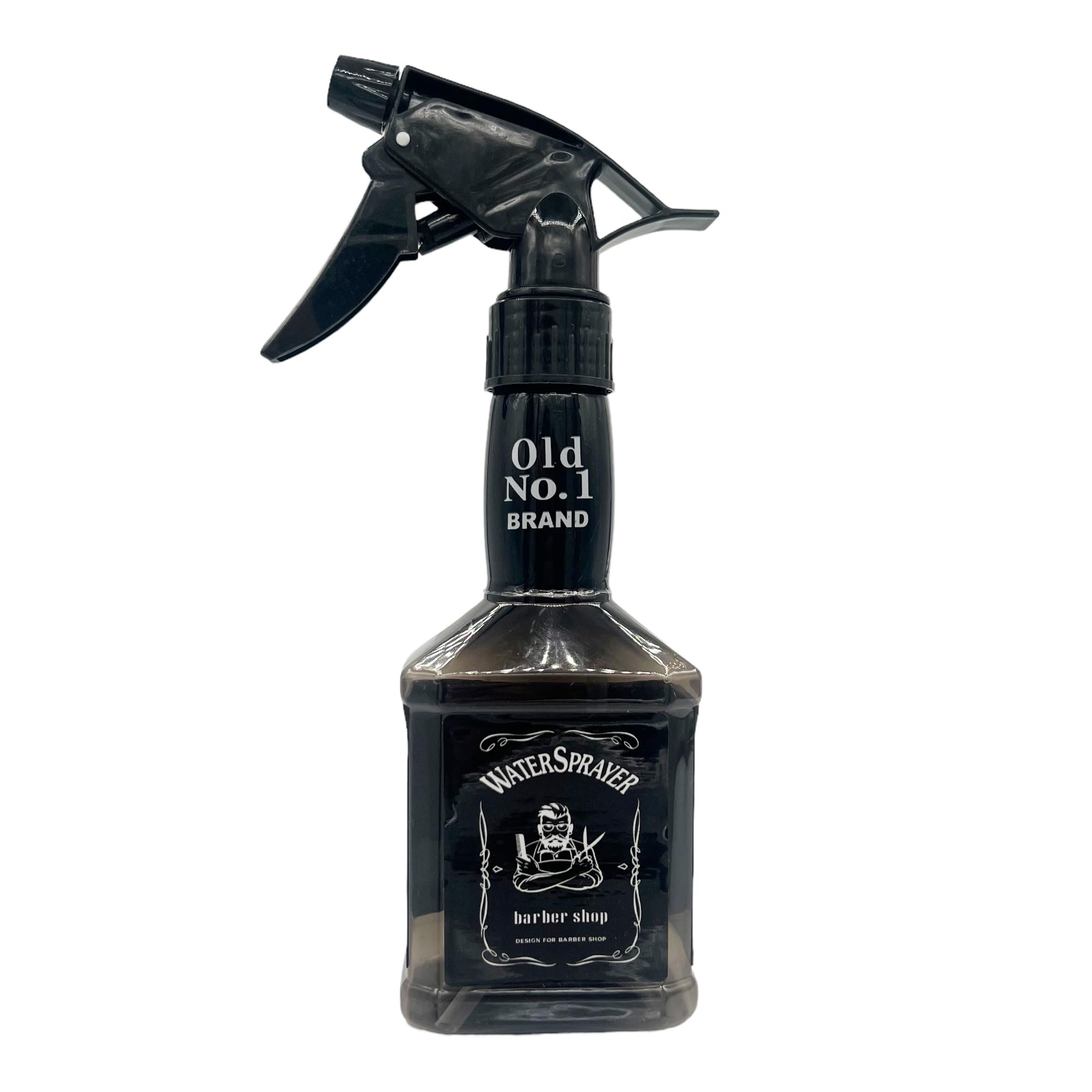Eson Black Hair Water Spray Bottle 300Ml, Whisky Style Spray Bottle For Hair, Barber Salon Hairdresser, Mist Sprayer,Retro Stylish, Empty Refillable Sprayer For Shaving And Cleaning 300Ml (Black)