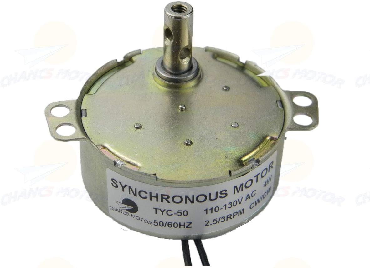 CHANCS 5PCS Synchronous Turntable Motors for Cup Turners 110V TYC-50 2.5-3RPM CW/CCW 4W Electric Motor with Power Cord Switch Plug, Cup Turners forTtumblers with 7mm Flexible Coupling Connector