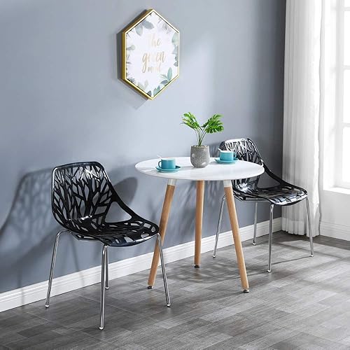 Miniatura 12 de Bonnlo Juego de 4 sillas apilables modernas, sillas de comedor blancas de cocina, sillas cómodas de abedul para comedor, sala de estar, sala de