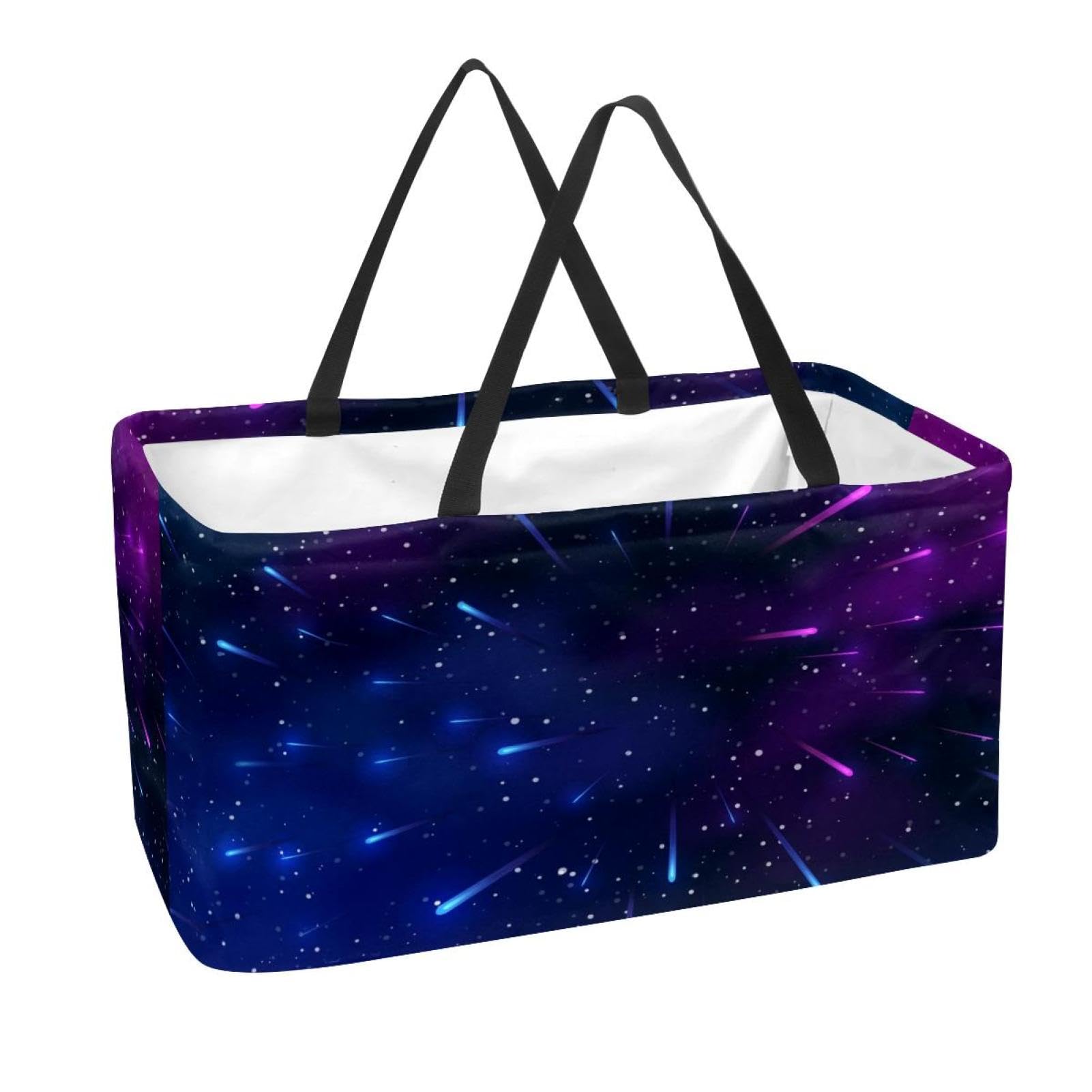 Sac d'épicerie galaxie au marché avec ce grand panier de rangement pliable