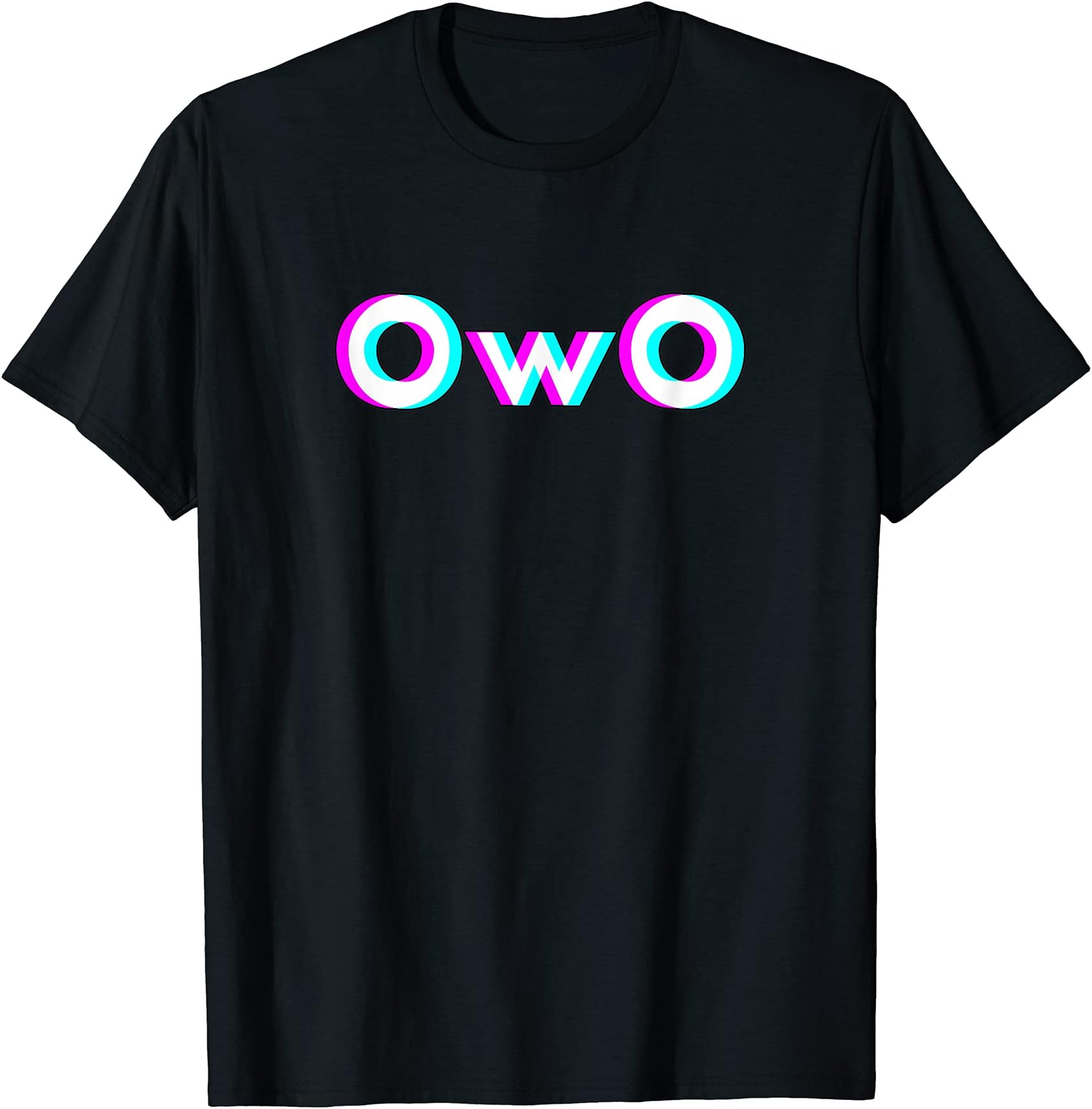 OwO - What's This?! Anaglyph Vaporwave Anime Meme T-Shirt