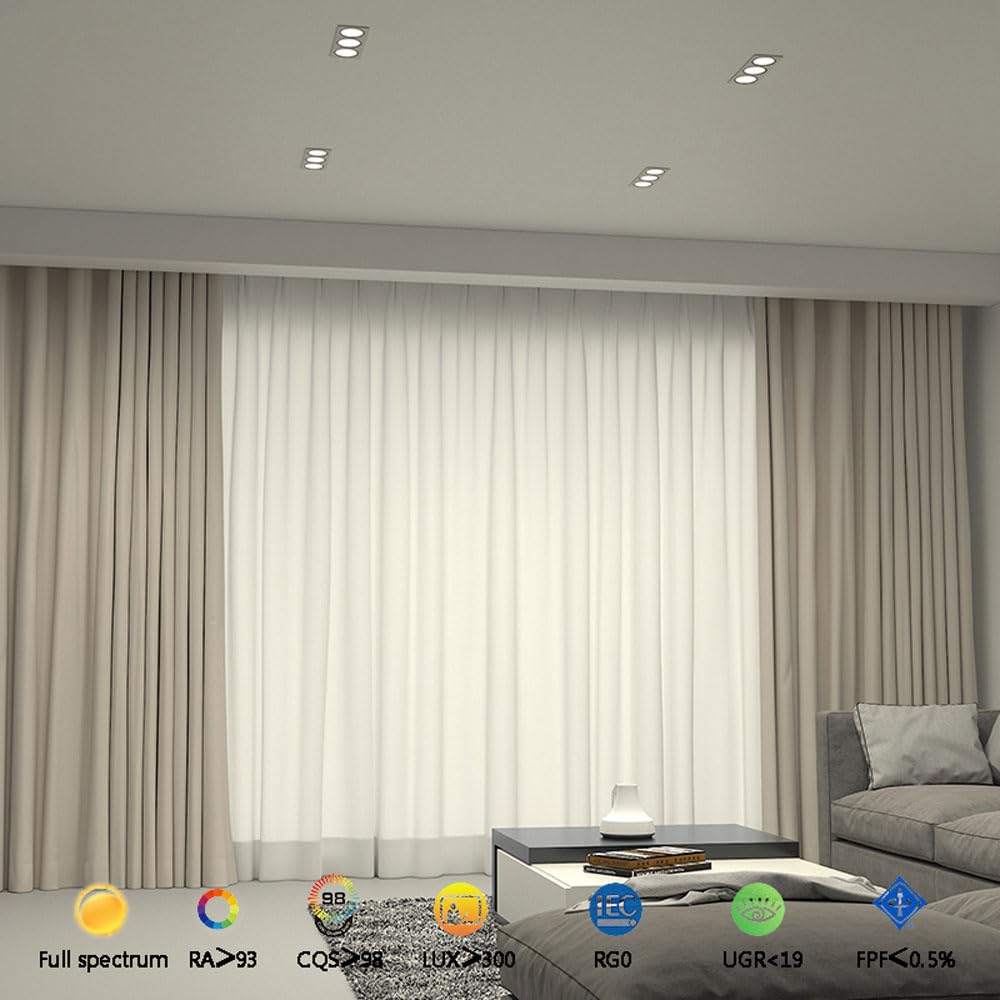 6 Sztuk Oświetlenia Wpuszczanego Led Z Listwą Maskującą, 3 Kwadratowe Oprawy, 3 * 7 W, 3 * 10 W, 3 * 12 W, 3 * 15 W, Prostokątne Oprawy Oświetleniowe, 3 * 12 W-6000 K