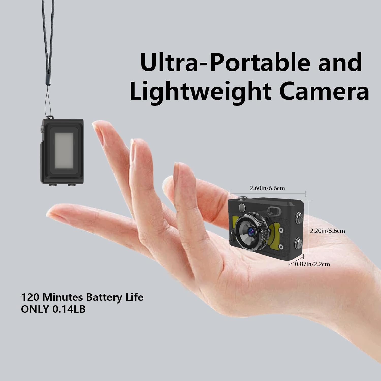 Mini Keychain Camera 64GB, 1080P Mini Retro Photo Video Camera, 120 Minute Battery Life Portable Tiny Digital Cam, Micro Video Camcorder for Travel Students Children, Yellow