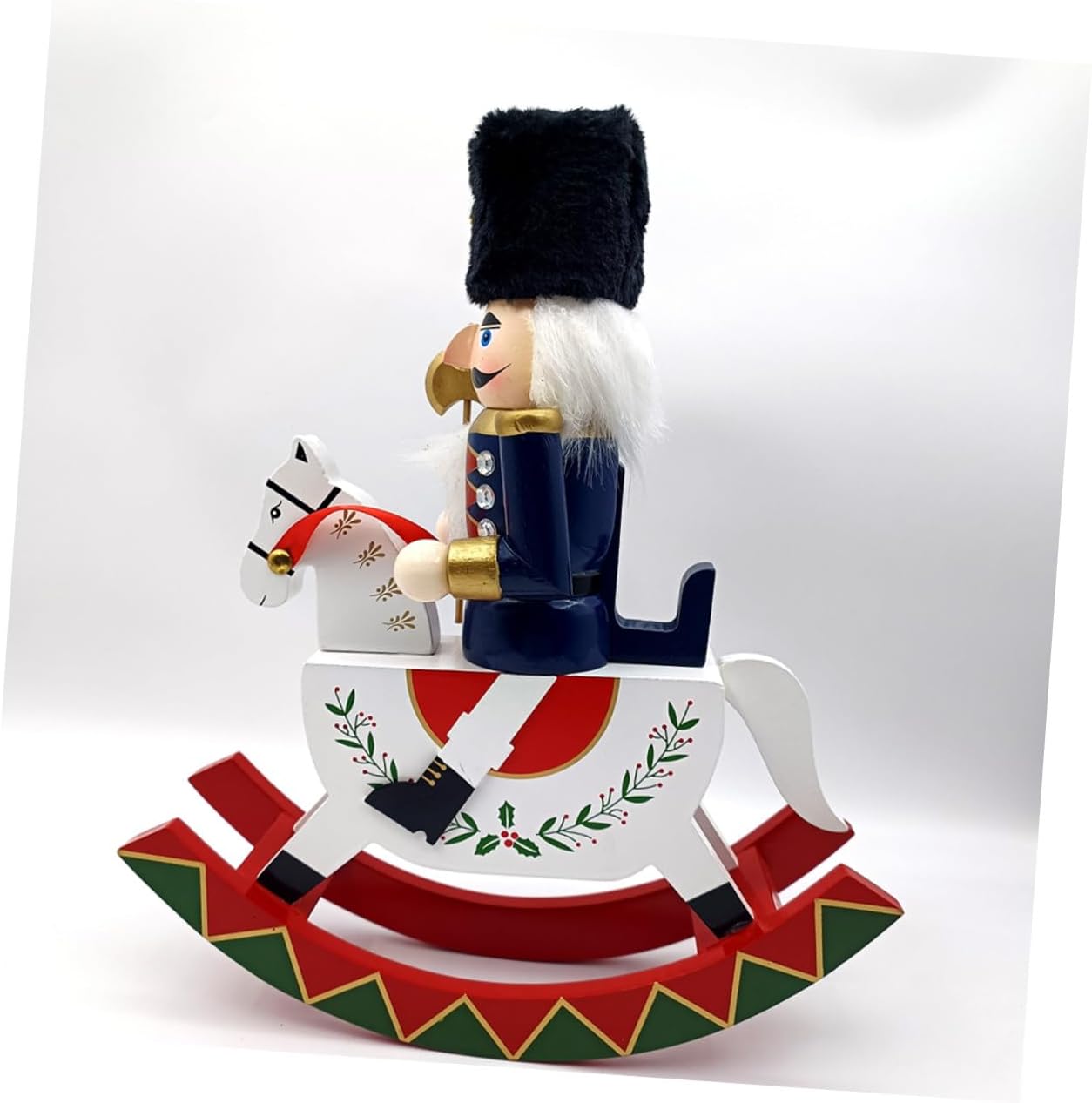 Healifty Christmas Nutcracker Wooden Horse Figurine Large Traditional Nutcracker Desk Ornament Decorative Soldier Tabletop Centerpiece for Holiday Home Party