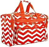 Custom Personalized 19" Fashion Multi Pocket Duffle Bag (Blank, Orange Chevron - 165 OR/W)