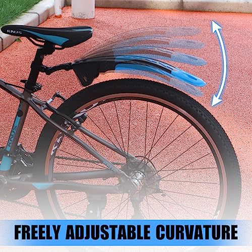 Meghna 2-Piece Universal Bicycle Mudguard Set, Full Cover Bike Fender Set, 24-29 Inch for MTB Road Bike, Mountain Bike, Black and Blue - Image 4
