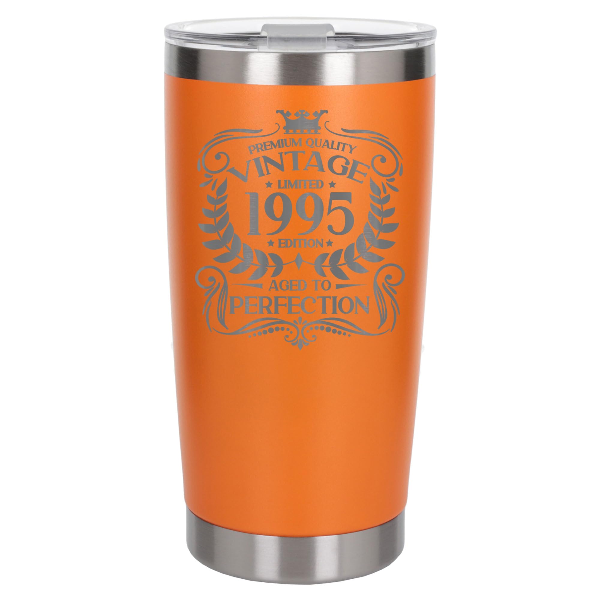Always Looking Good 31st Birthday Gift Vintage 1995 Aged to Perfection Engraved Insulated Travel Mug Present for 31 Year Old Orange Thermal Coffee Flask Travel Mugs with Lids