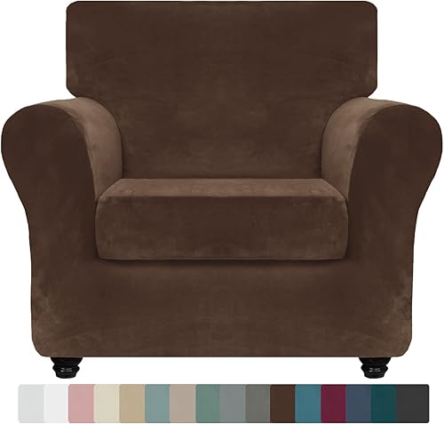 ZNSAYOTX - Funda de terciopelo de lujo de 2 piezas para sillón con brazos con 1 cojín, gruesa, suave, antideslizante, protector de muebles apto