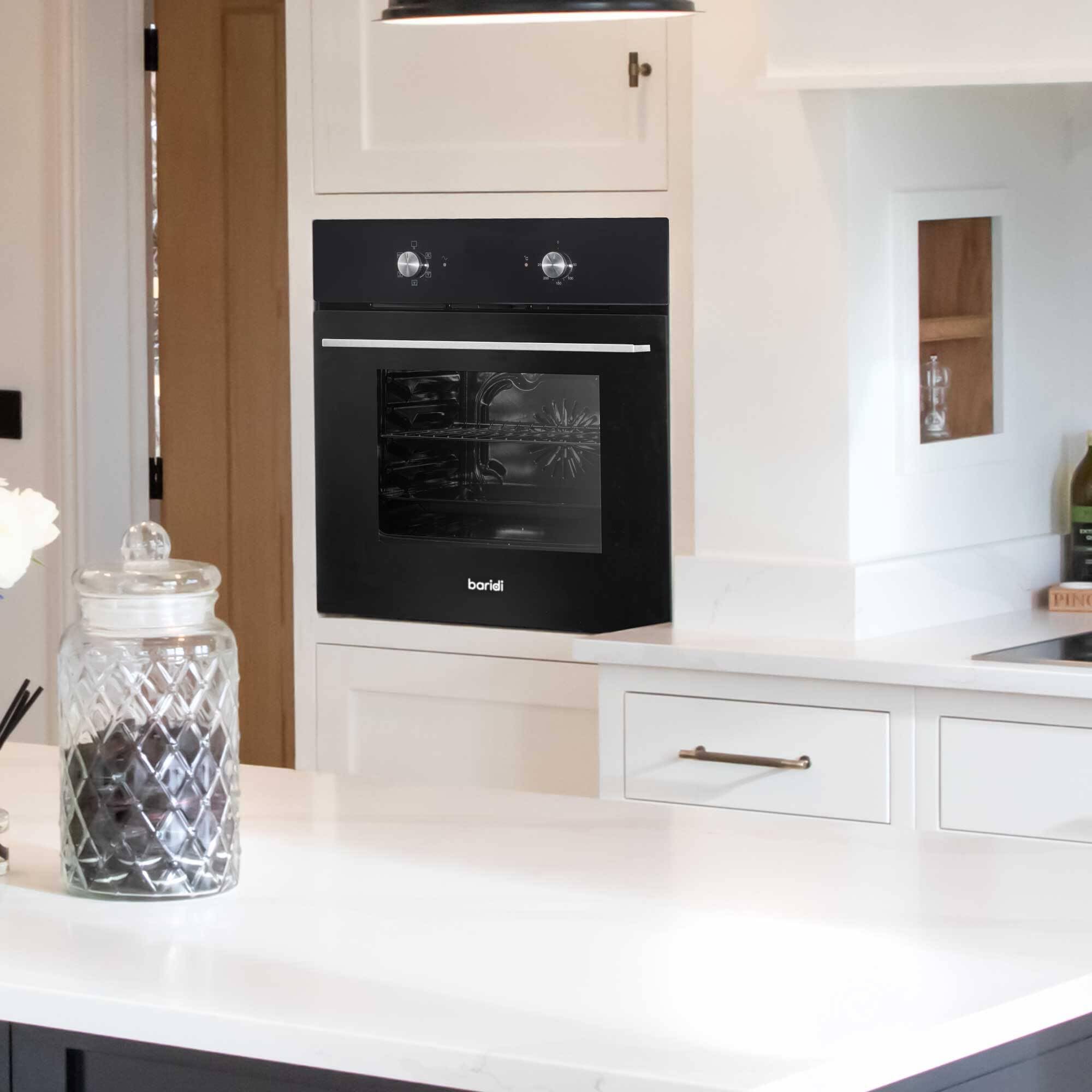 60cm Built-In Five Function Fan Assisted Oven, 55L Capacity, Black - DH124 — view 4