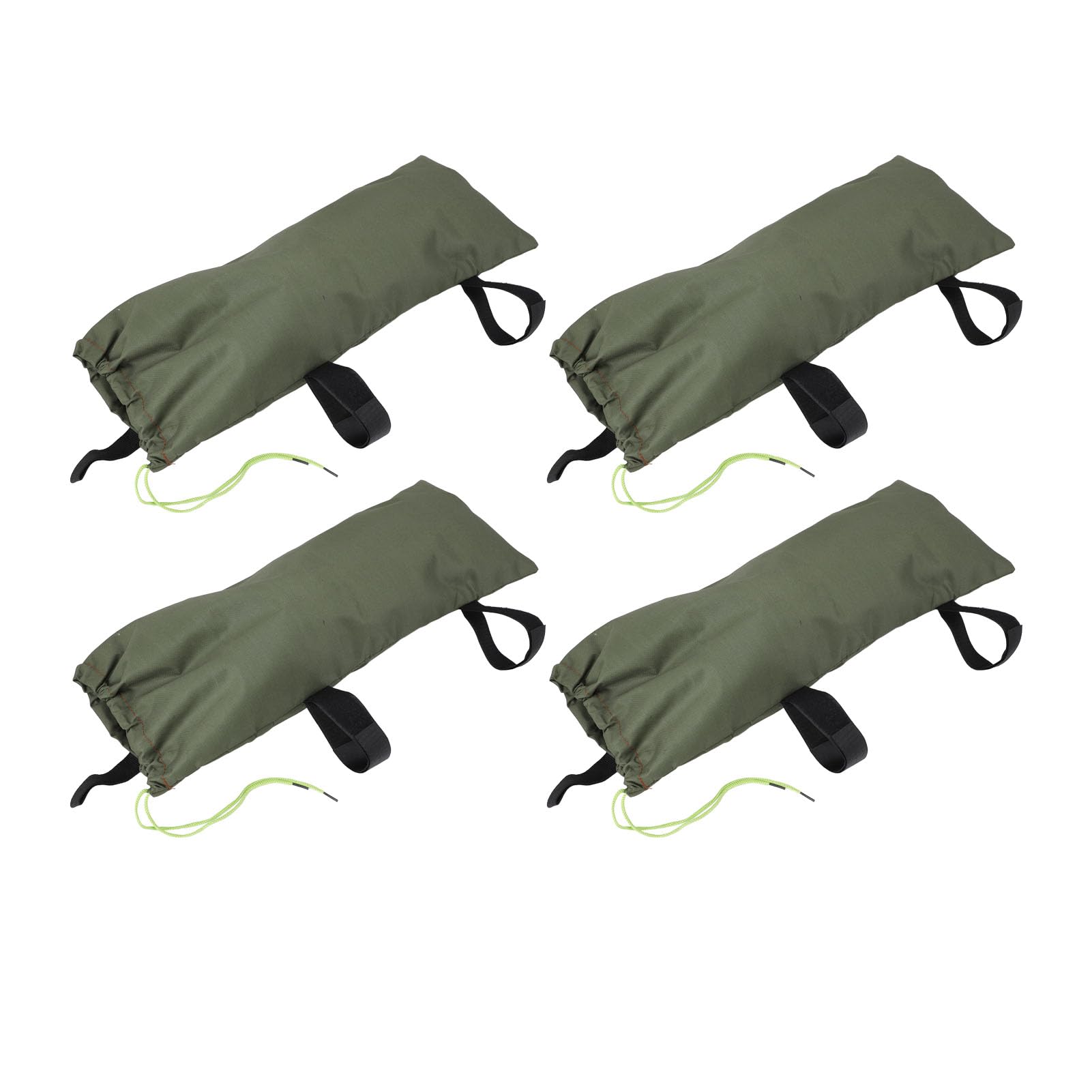 4-Pack Flood Water Barrier Sand Bags – 600D Oxford Cloth & Canvas, Drawstring Closure, Green (27.6" X 11.8")