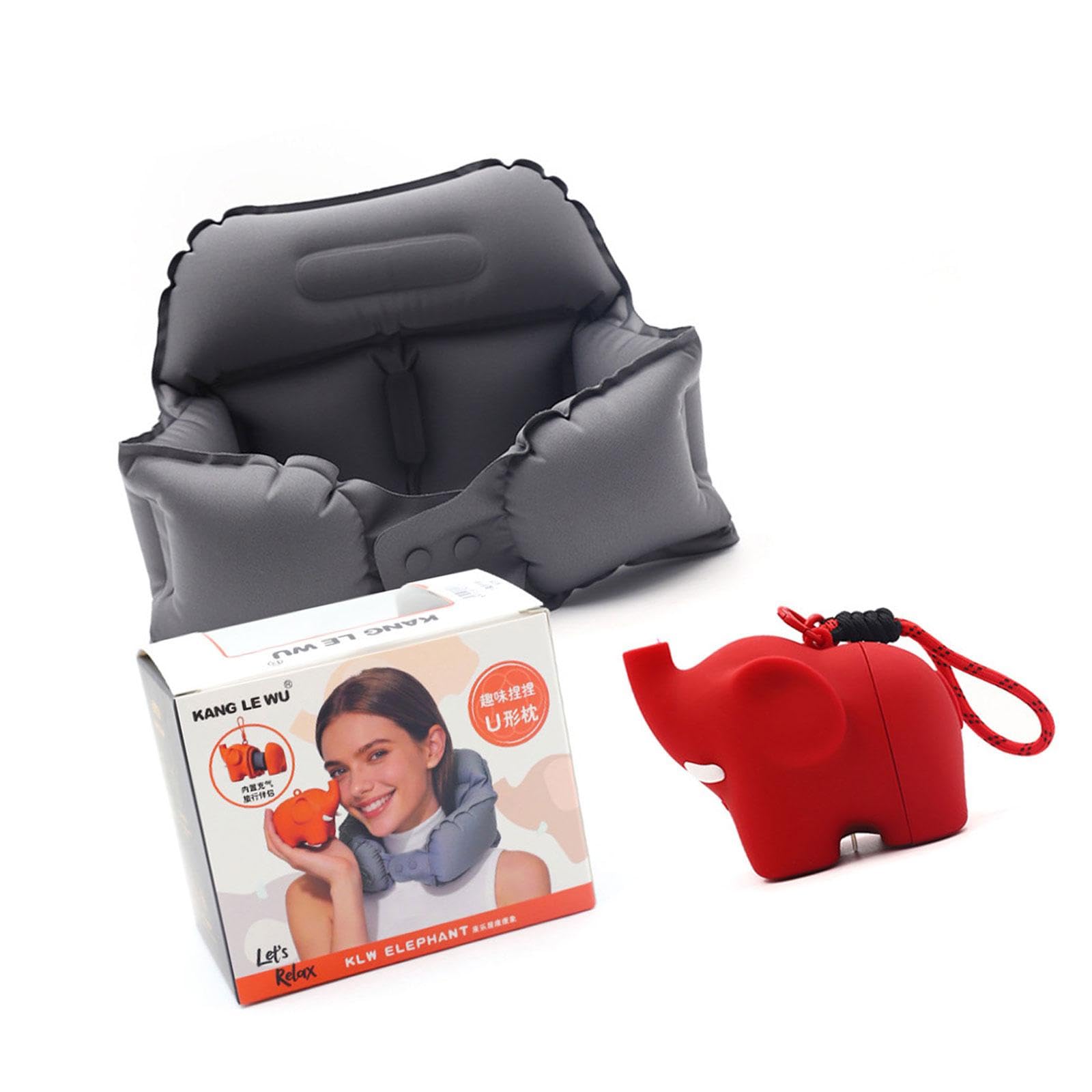 Whoasyst U Shape Neck Pillow Easy to Inflatable and Fold for Long Flight and Trip Offices Sleep Neck Supporterow