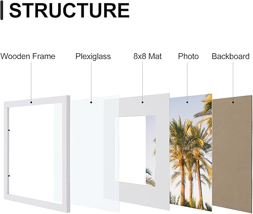 Vista 3 de Vittanly - Juego de 9 portarretratos, plexiglás resistente a rupturas, exhibe fotos de 12 x 12 pulgadas o, con paspartú, de 8 x 8 pulgadas, marcos