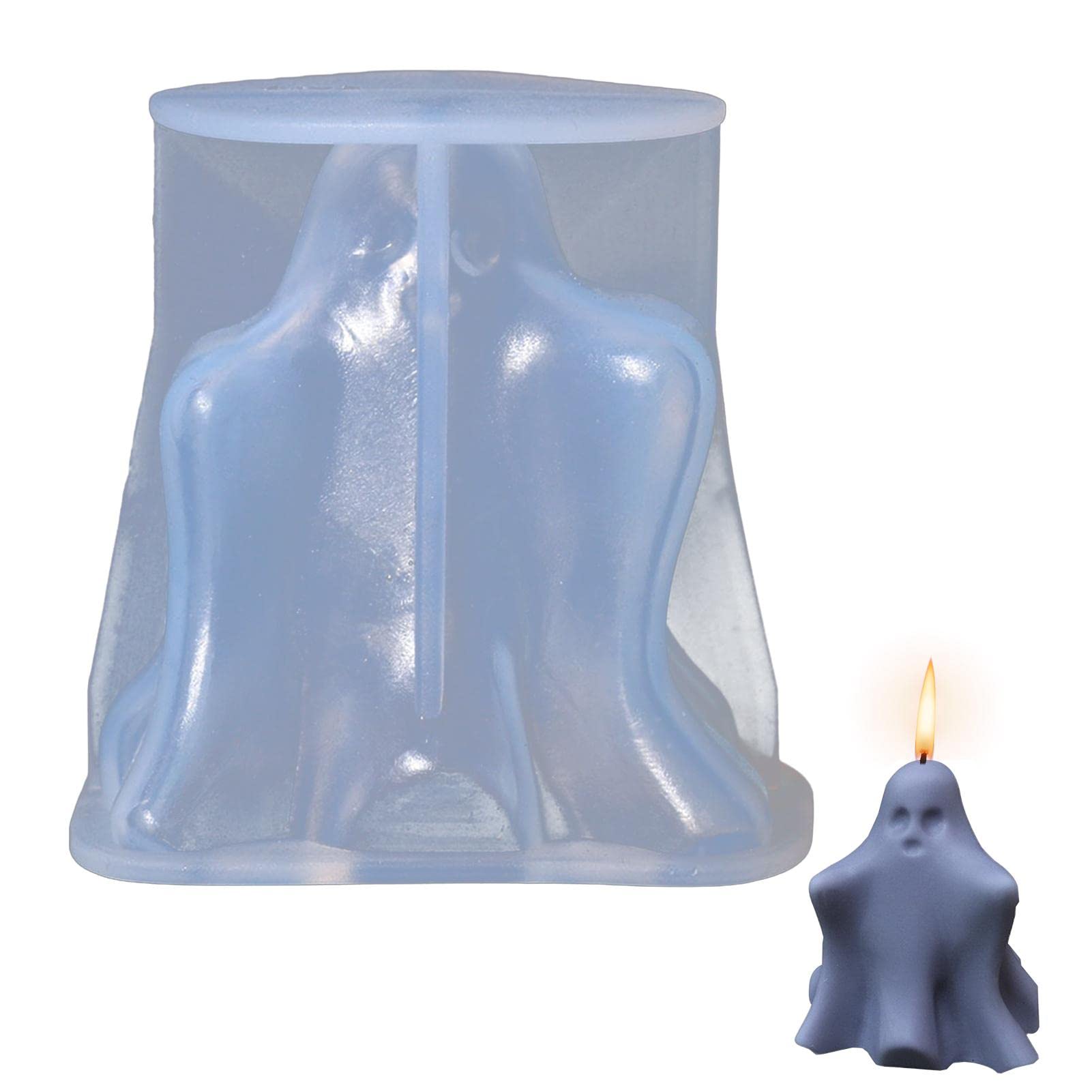 Molde de vela fantasma Molde de silicona fantasma 3D Molde de silicona de vela para moldes de fantasma de cera para resina Moldes de vela de resina con forma de fantasma de Halloween Gran regalo hecho