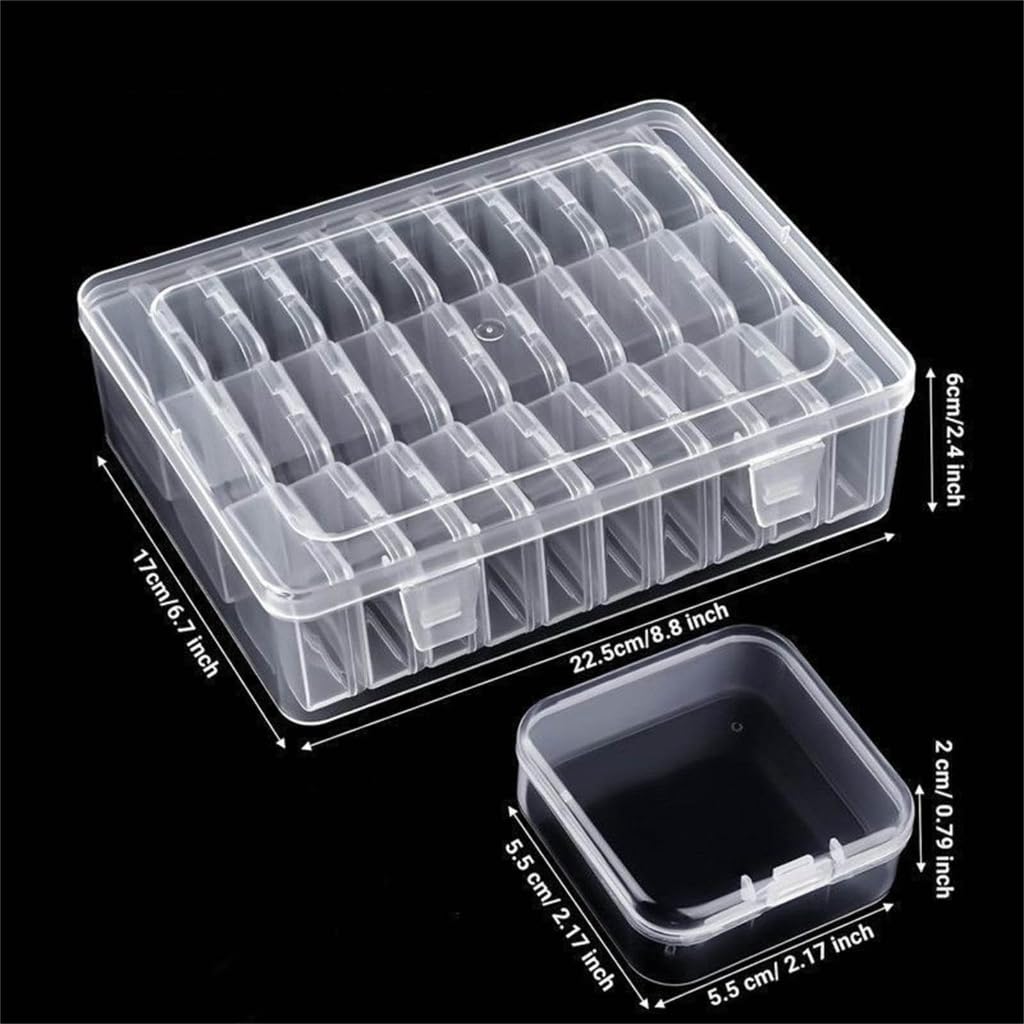 Scatola portaoggetti trasparente con 30 scomparti, design alla moda, salvaspazio, portatile, per gioielli, perline e forniture per ufficio, uso quotidiano