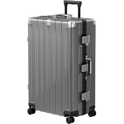 Krute Luggage 28 Inch Aluminum Frame Luggages TSA Lock No Zipper Checked Suitcase with Spinner Wheels PC+ABS Hardshell Lightweight Large Suitcases