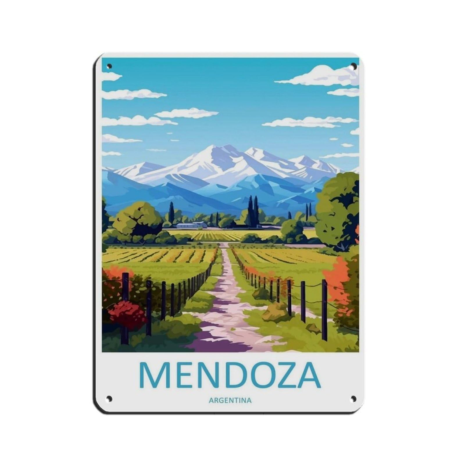 Mendoza Travel Art Argentina Poster（91） Tin Sign Vintage Metal Pub Club Cafe Bar Home Wall Art Decoration Poster Retro 12x16inch(30x40cm)